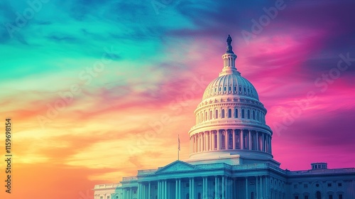 Washington d.C. Capitol colorful sky depicting legislative action for universal healthcare access