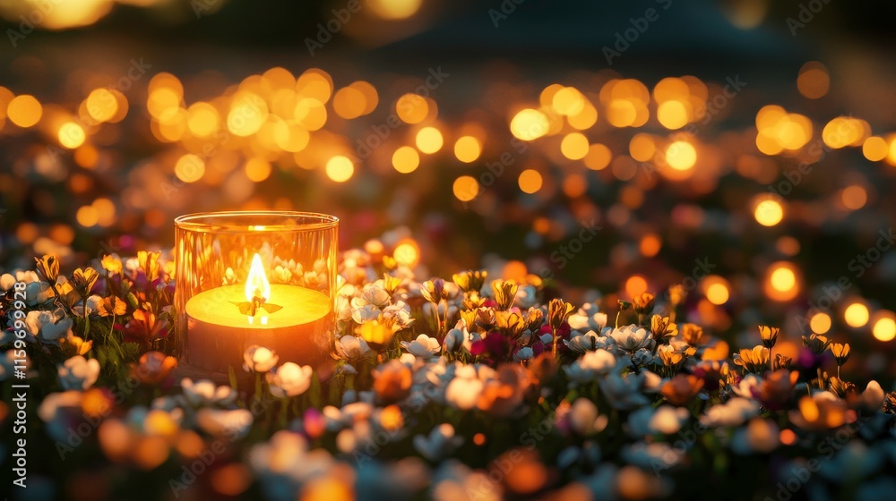 Serene Evening Memorial Service with Flickering Lights Serene Evening Memorial Service with Flickering Lights