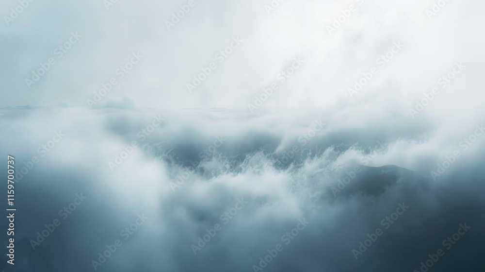 Obraz premium The sky is filled with clouds, creating a moody and mysterious atmosphere. The clouds are thick and dark, giving the impression of an impending storm. Concept of unease and anticipation