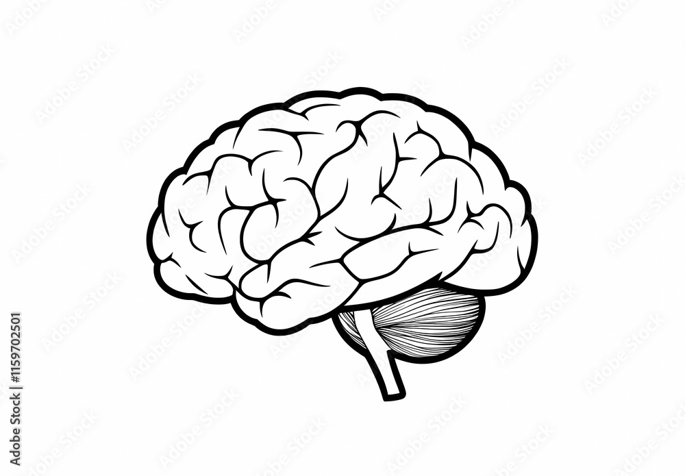 Fototapeta premium brain outline: line brain design, Hand drawn, Abstract Brain Outline, Creative Minimal Brain Outline Design