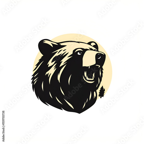 Vector illustration logo bear silhouette photo