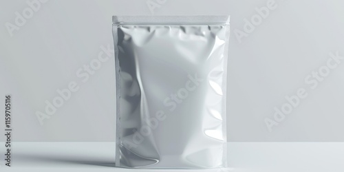 Transparent plastic bag with silver foil, ideal for food storage and preservation. photo