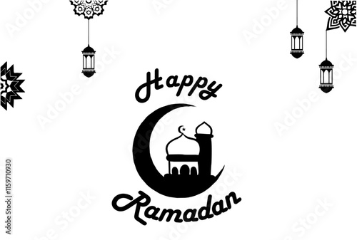 Happy ramadan card - lantern islamic 