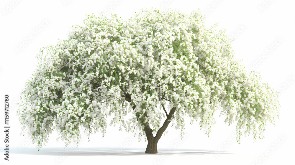 Obraz premium Weeping willow deciduous tree | high resolution, isolated, 3d render. Willow. Illustration