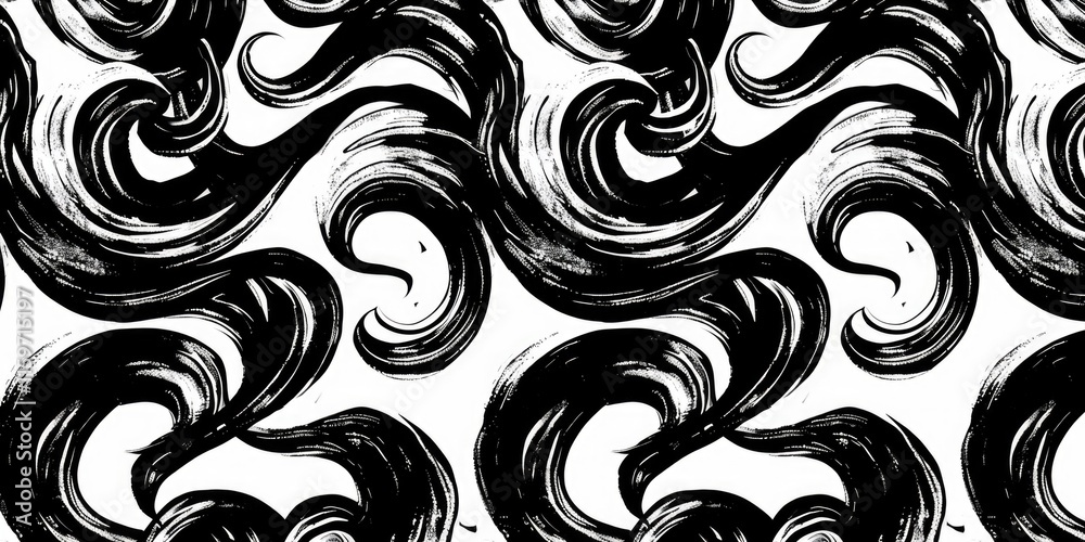 Fototapeta premium This image features an abstract swirling pattern with a monochromatic color scheme. The design is highly textured and ornate, with a contemporary artistic feel.