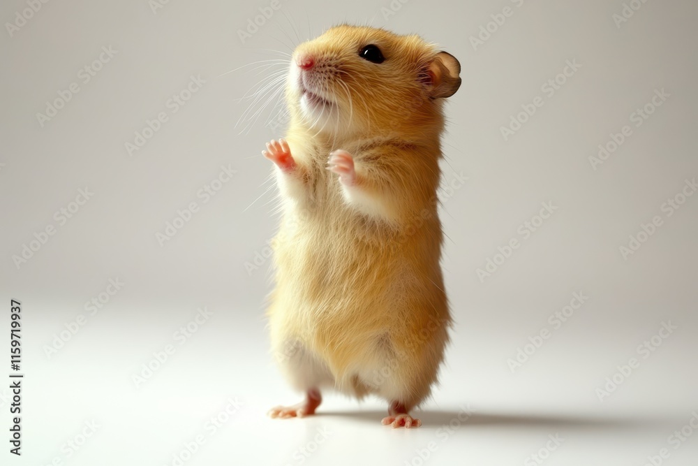 A hamster upright on a white background A hamster upright on a white background