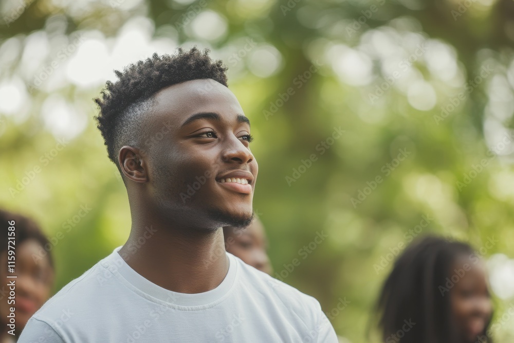African male student with a group of Black classmates outside during summer African male student with a group of Black classmates outside during summer