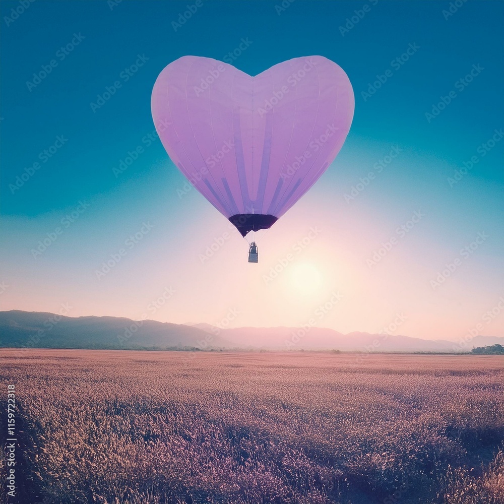 Fototapeta premium Ein Herz in der Luft: Heißluftballon mit atemberaubendem Ausblick