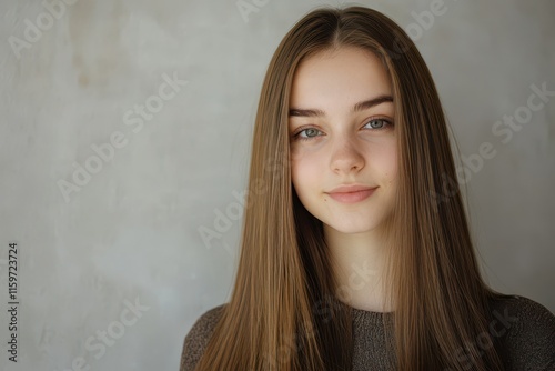 Attractive girl with sleek long brown hair Keratin treatment and spa care for a polished look