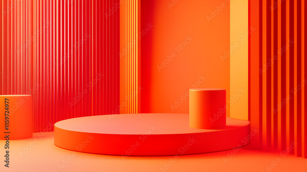 3d rendering of Orange and red abstract geometric background. Scene for advertising, technology, showcase, banner, game, sport, cosmetic, business, metaverse. Sci-Fi Illustration. Product display
3d rendering of Orange and red abstract geometric background. Scene for advertising, technology, showcase, banner, game, sport, cosmetic, business, metaverse. Sci-Fi Illustration. Product display