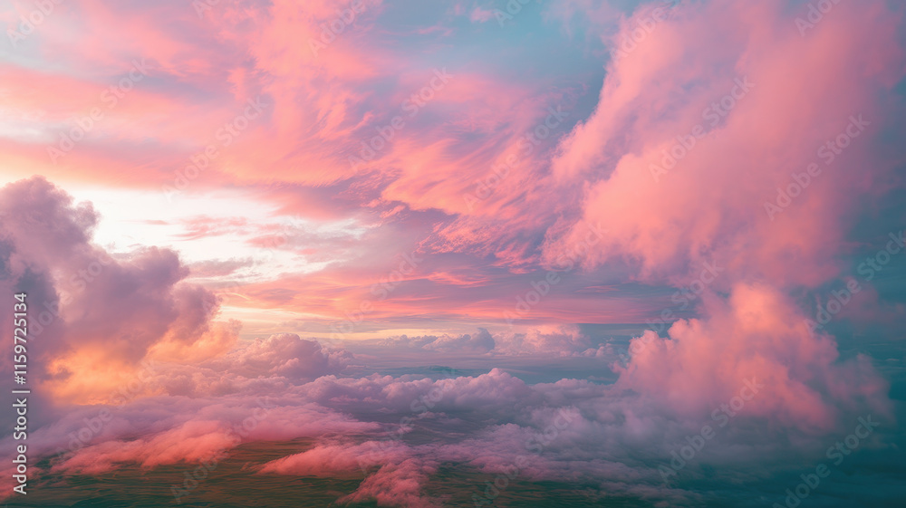 A breathtaking view of pink and purple clouds at sunset, creating a serene and dreamy atmosphere. A breathtaking view of pink and purple clouds at sunset, creating a serene and dreamy atmosphere.