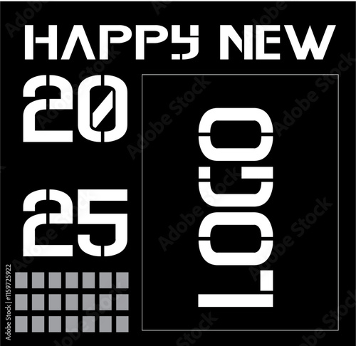 happy new year with boxes classic Post wth black and white 