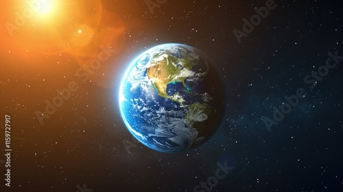 Space image of Earth from orbit, showcasing the blue planet against the starry backdrop of the cosmos. photo