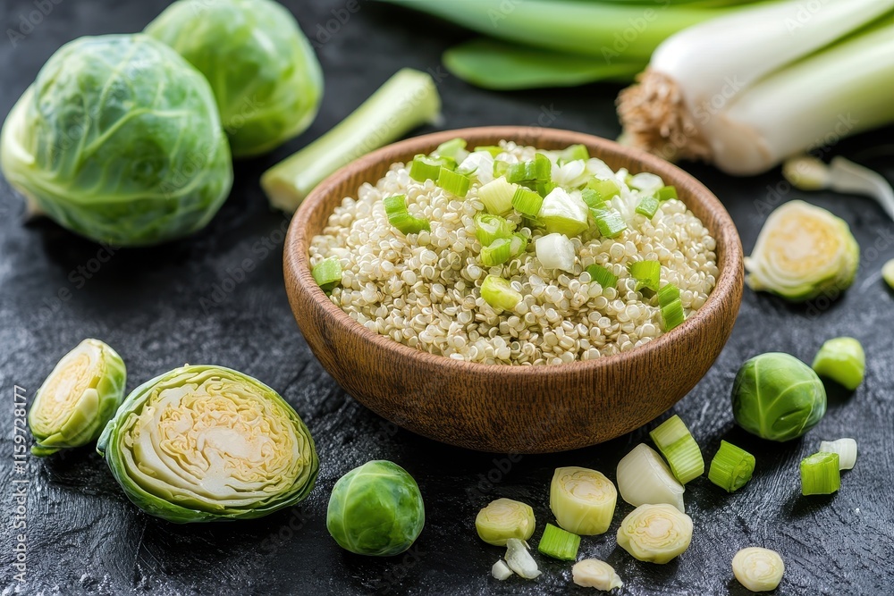 Brussels sprout and leek quinoa salad Nutrient dense food Brussels sprout and leek quinoa salad Nutrient dense food