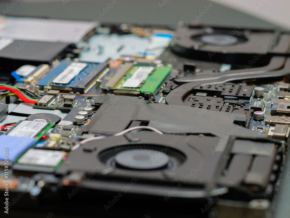 Laptop cooling fan, laptop tech repair concept photo Laptop cooling fan, laptop tech repair concept photo