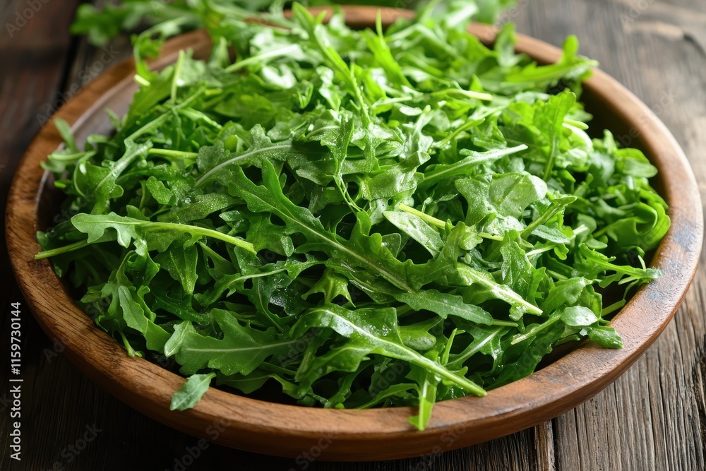 Close up of a healthy mixed greens salad on a dark wooden surface Close up of a healthy mixed greens salad on a dark wooden surface