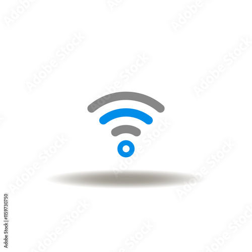 Vector illustration of radio wireless signal. Symbol of wifi internet connection. Icon of modern wi-fi 7 generation.