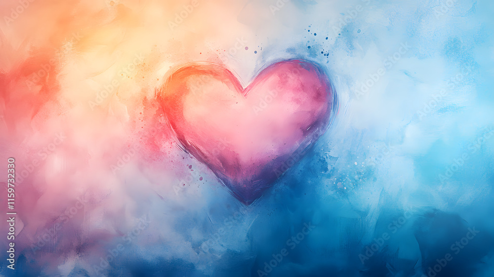 Abstract heart shape in warm and cool color tones. Abstract heart shape in warm and cool color tones.