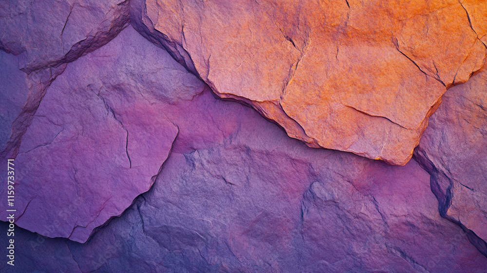 Naklejka premium A strikingly unique abstract pattern of rocky formations, smooth sandstone texture with prominent vein patterns in sunset orange and deep magenta tones, perfectly isolated on a pristine white backdrop