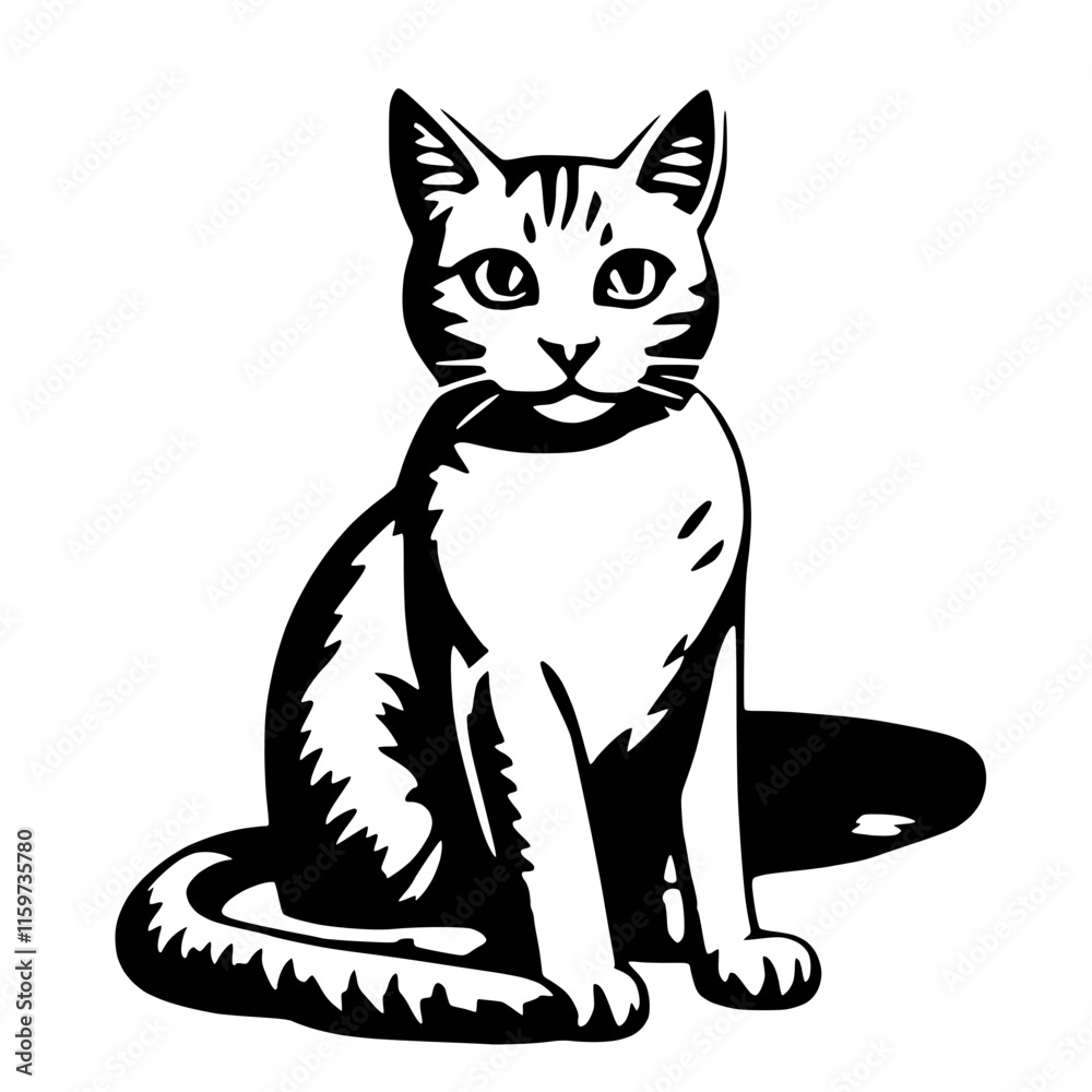 Obraz premium Cat with Relaxed Expression - Serene Pet Vector