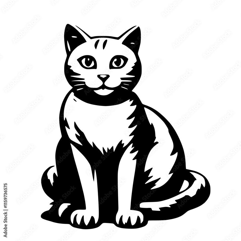 Obraz premium Cat with Graceful Posture - Elegant Pet Vector