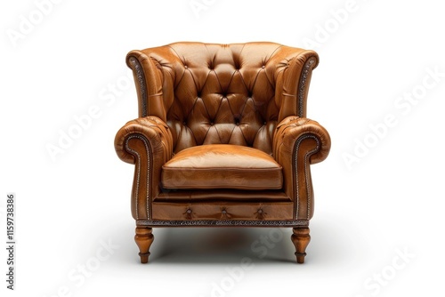 Old styled brown vintage armchair isolated on white background
