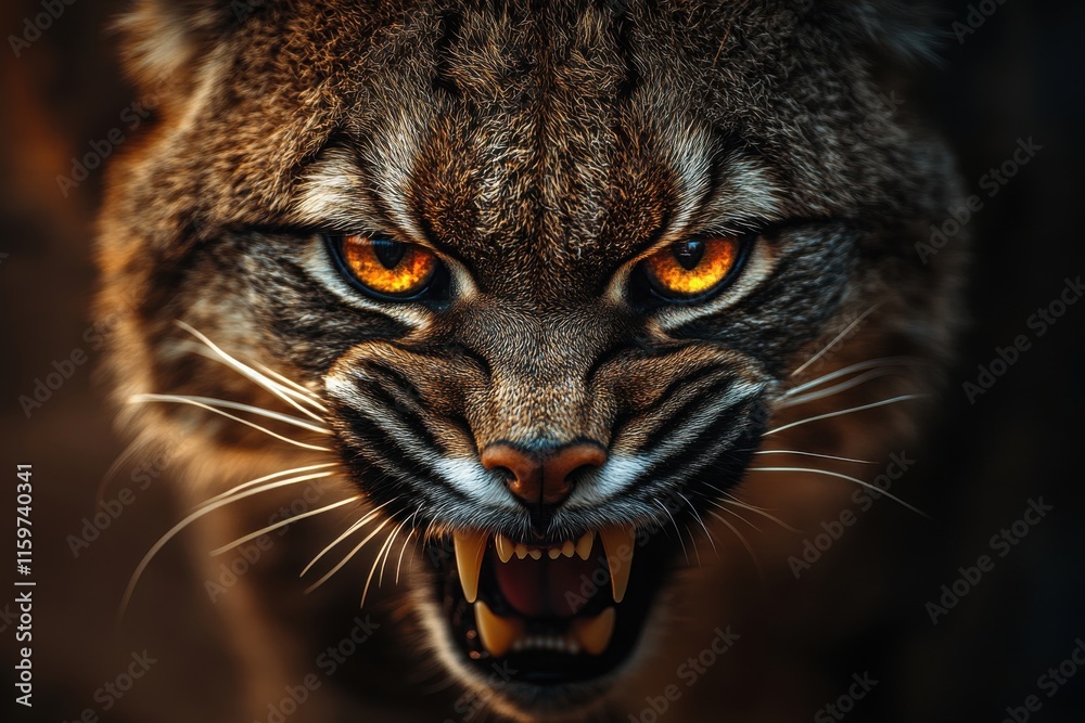 Fototapeta premium Intense closeup portrait of mountain lion with sharp eyes