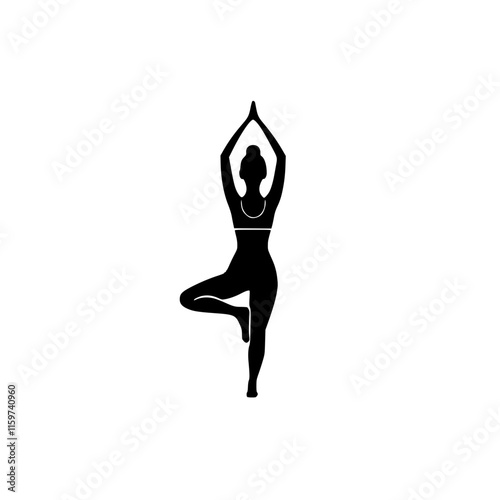 Black and white woman doing yoga pose icon