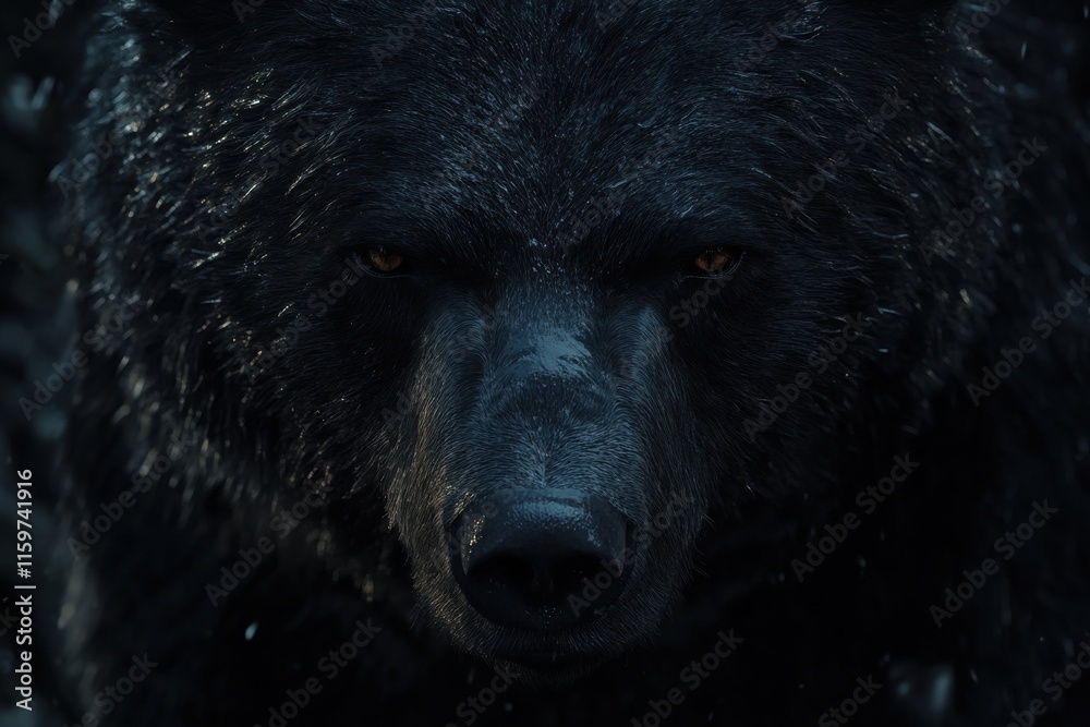 Detailed closeup of black bears face in nature Detailed closeup of black bears face in nature