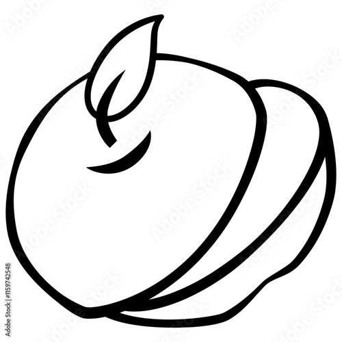 Apple with slice detached handdrawn doodle sketch handdrawn doodle