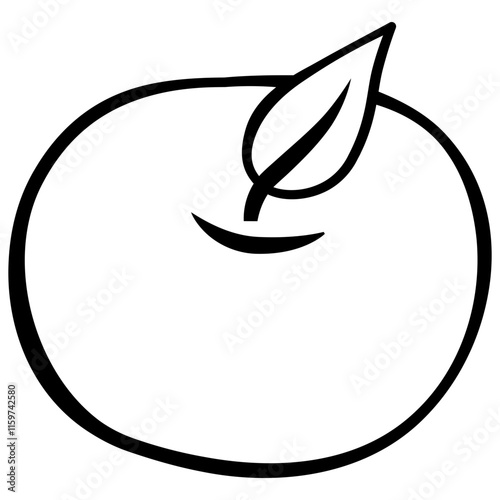 top down view of whole apple fruit handdrawn doodle sketch handdrawn doodle