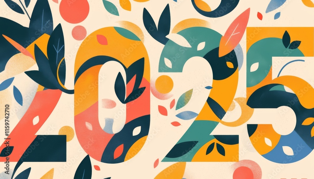Vector illustration of flat geometric design featuring the number 