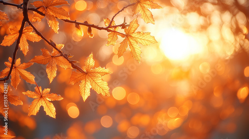 Wallpaper Mural Autumn leaves glowing in the sunlight with a soft, bokeh background. Torontodigital.ca