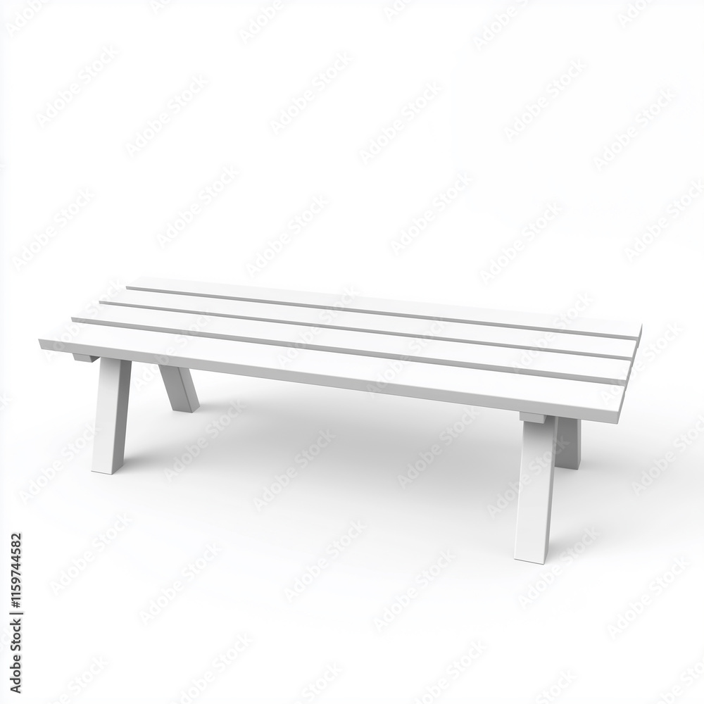 White wooden bench standing on white background White wooden bench standing on white background