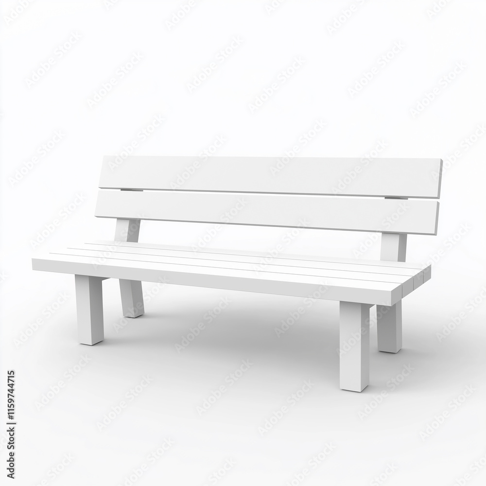 White wooden bench standing on a white background White wooden bench standing on a white background