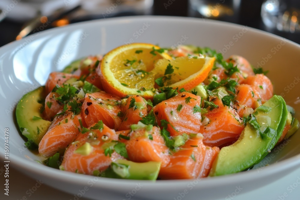 Salmon salad with avocado citrus and greens Salmon salad with avocado citrus and greens