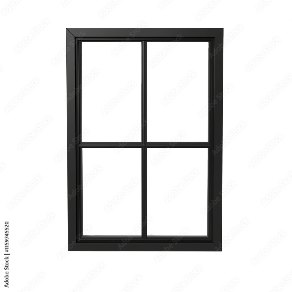 Black window frame with six glass panes providing natural light Black window frame with six glass panes providing natural light