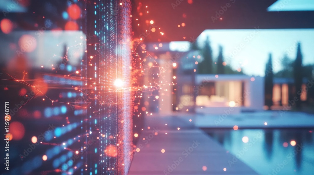 Obraz premium Modern Smart Home IoT Devices with Warm Lighting Effects