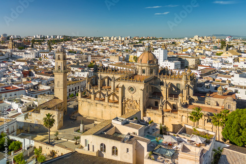 Obraz na płótnie Aerial view of Jerez de la Frontera town in Andalusia, Spain w salonie