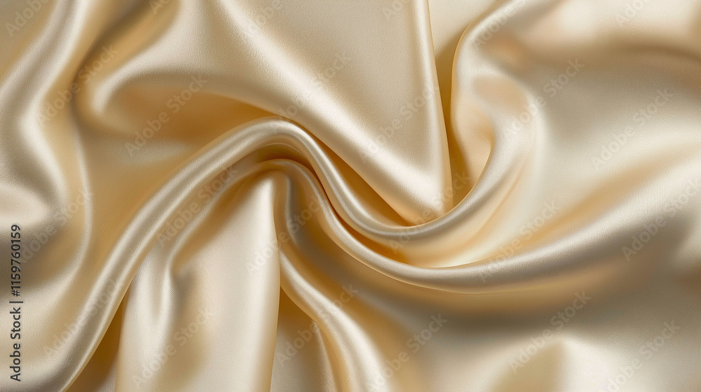 Fototapeta premium smooth elegant wavy deep golden silk cloth fabric material texture. silk satin Shiny smooth fabric. Soft folds. Luxury background