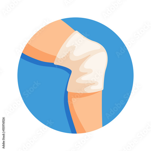 Bandaged injured knee vector illustration