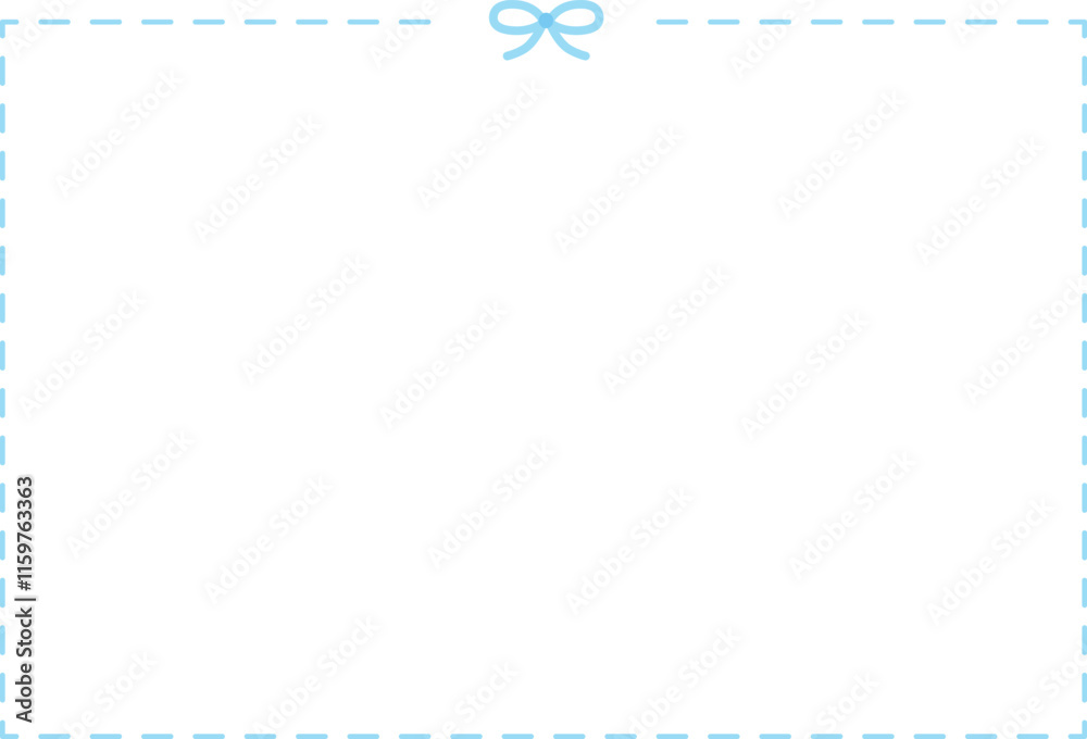 Light blue frame with ribbon. Cute, simple, dotted line. Vector illustration
Light blue frame with ribbon. Cute, simple, dotted line. Vector illustration