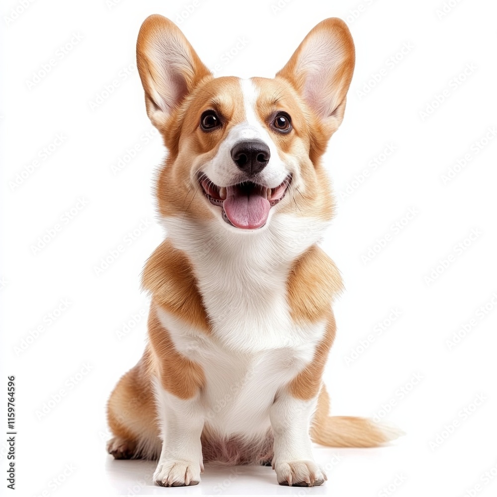 Happy corgi with floppy ears sitting on white background Happy corgi with floppy ears sitting on white background