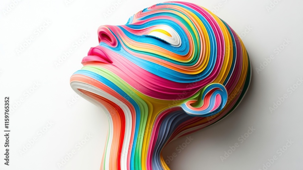 Obraz premium Vibrant Abstract Face with Clean Lines and Colors