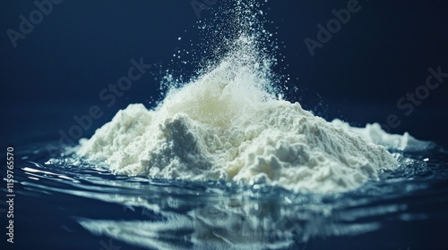 Wallpaper Mural White powder falling into water, creating a splash and pile. Torontodigital.ca
