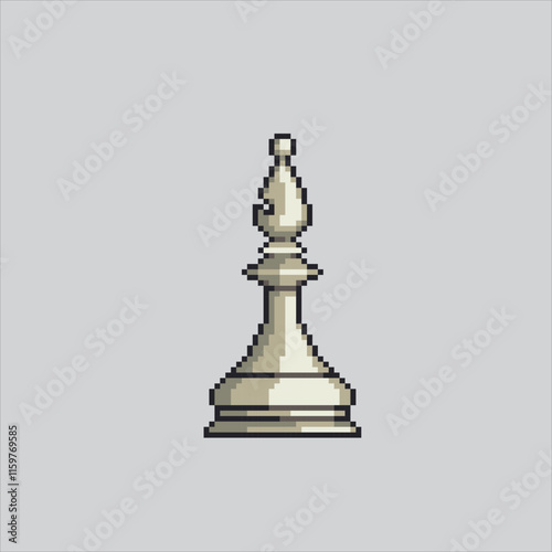 Pixel art illustration Chess Bishop. Pixelated Chess Piece.  Chess Bishop Piece Icon pixelated for the pixel art game and icon for website and video game. old school retro.