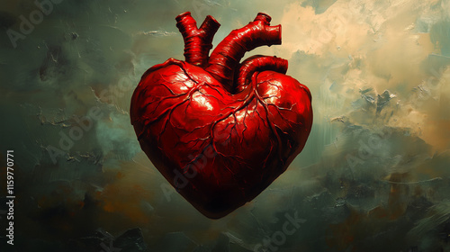 graphical anatomic heart on green background