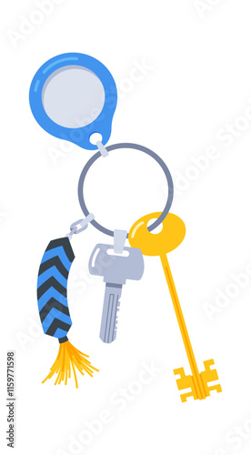 Keys with keychain vector illustration