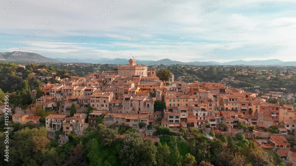 Aerial view of the Hauts de Cagnes village, Cagnes-sur-Mer, Cote d'Azur, France. Aerial view of the Hauts de Cagnes village, Cagnes-sur-Mer, Cote d'Azur, France.