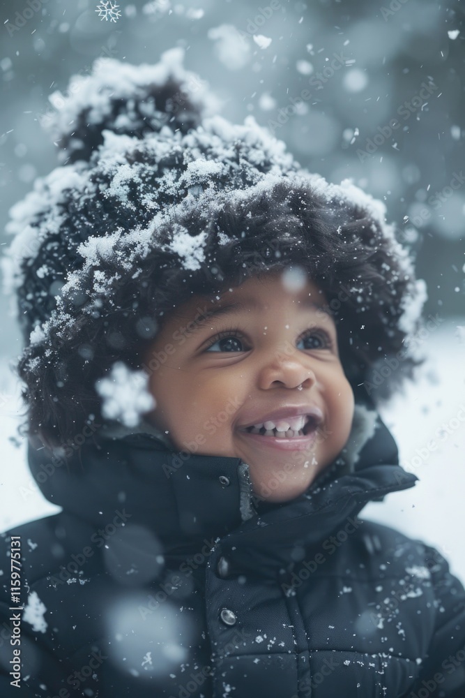 A child's joy in winter weather A child's joy in winter weather